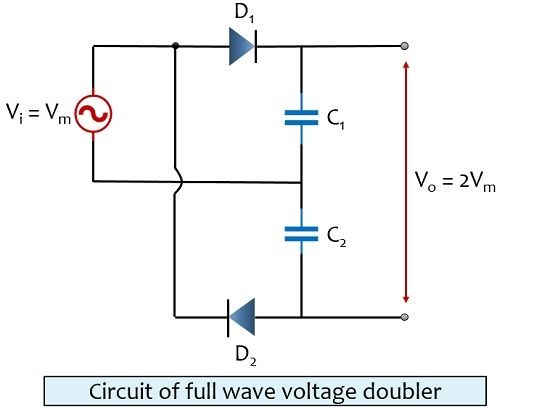 circuit de doubleur de tension d'onde complète 